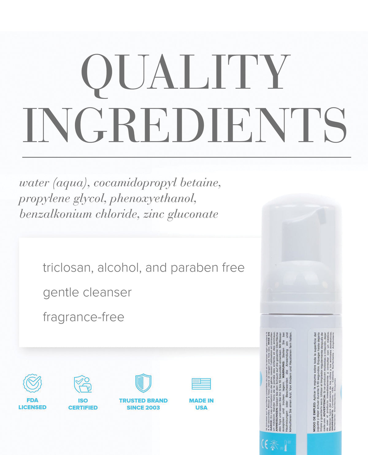 JO Refresh fragrance-free foaming toy cleaner, 7 oz bottle