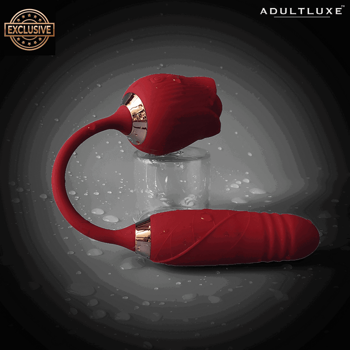 AdultLuxe Godsend Rose Sucker with Thrusting Dildo - AdultLuxe