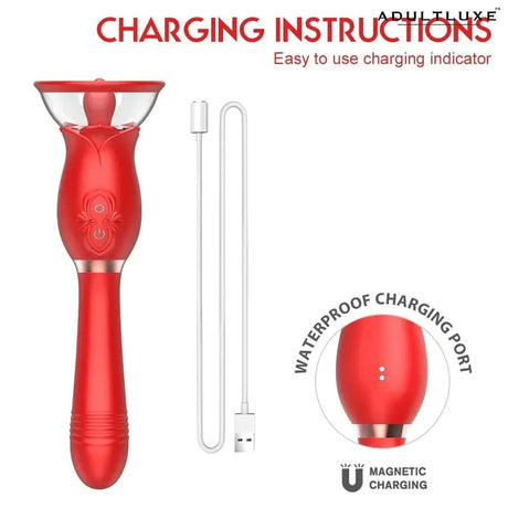 AdultLuxe Rose Toy with Suction Pump & Thruster - AdultLuxe