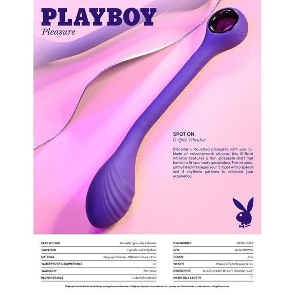 Playboy Spot On G-Spot Ultra Slim Posable Vibrator - AdultLuxe