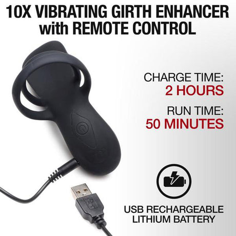 Trinity Vibes 10x Silicone Vibrating Penis Girth Enhancer - AdultLuxe