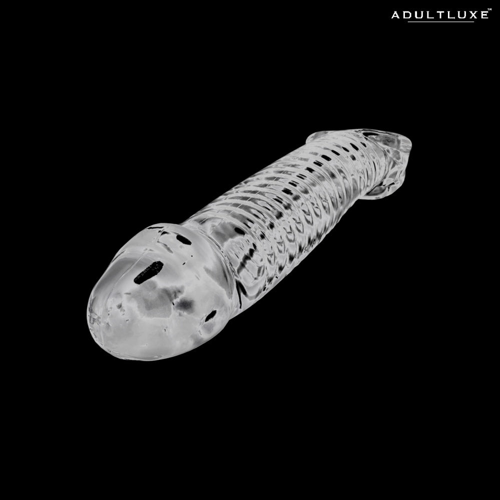 Oxballs Muscle Cocksheath - clear flexTPR with ridged muscle texture