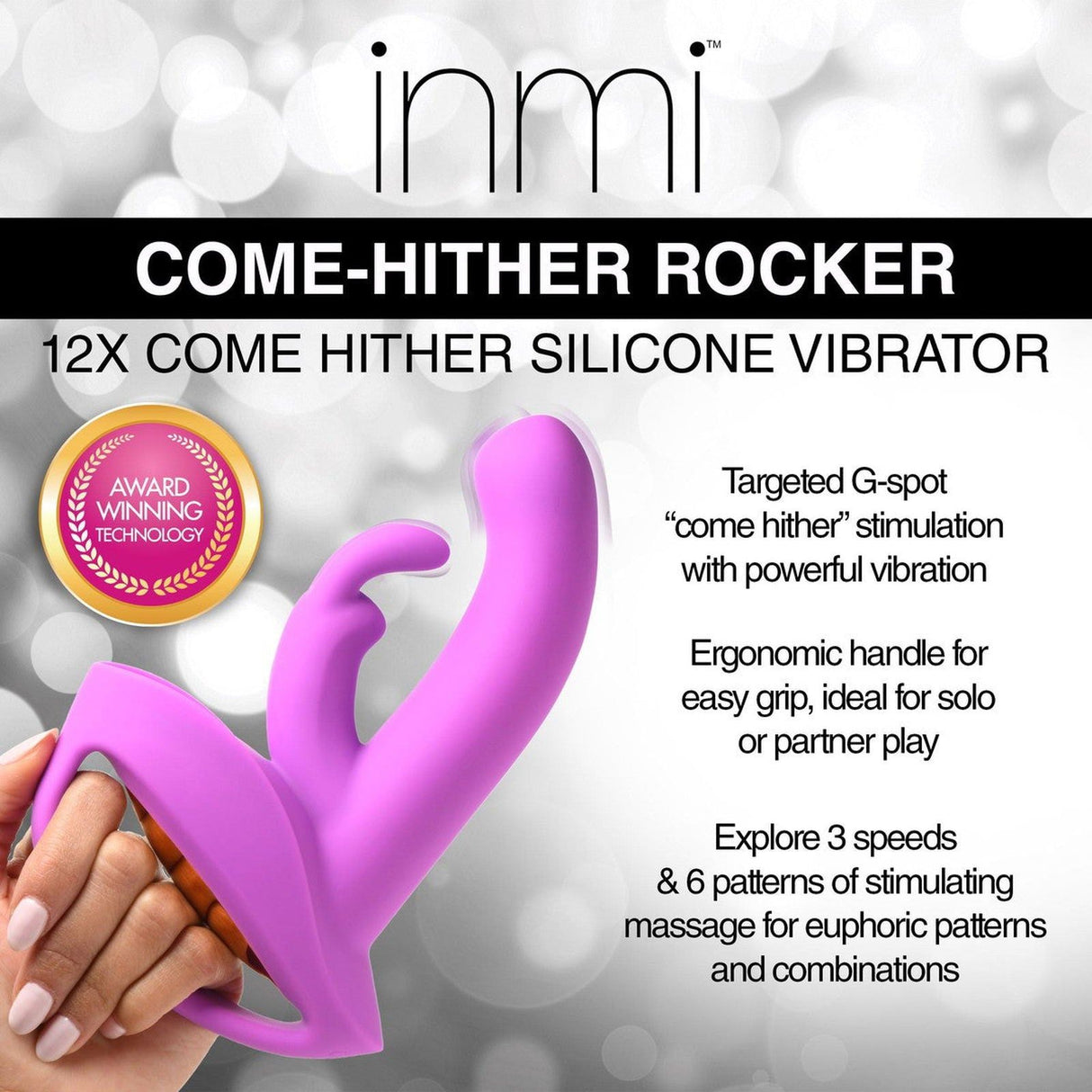 12x Come-hither Rocker Ergonomic Rabbit GSpot Vibrator - AdultLuxe