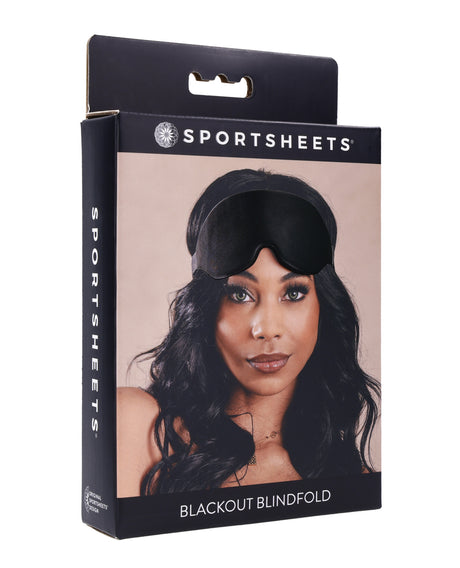 Sportsheets Blackout Memory Foam Blindfold - black blindfold with adjustable elastic strap