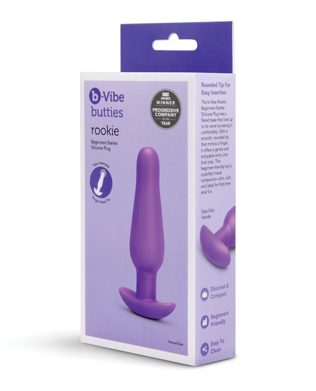 b-Vibe Rookie Beginners Starter Plug - black silicone finger-shaped butt plug with flared base