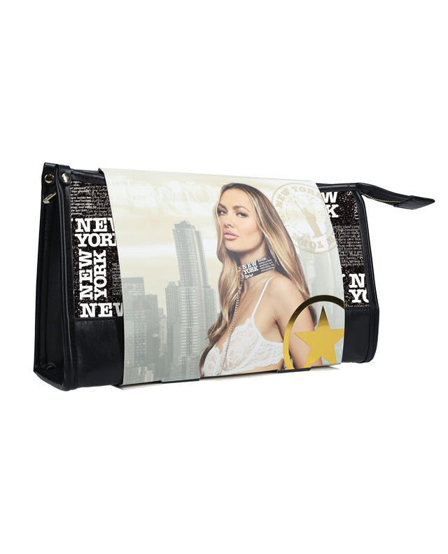 Shots Ouch City Collection Bondage Kit - New York black handbag with 8-piece bondage set