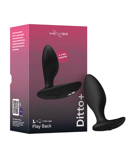 We-Vibe Ditto+ app-controlled vibrating butt plug in Satin Black with flexible base