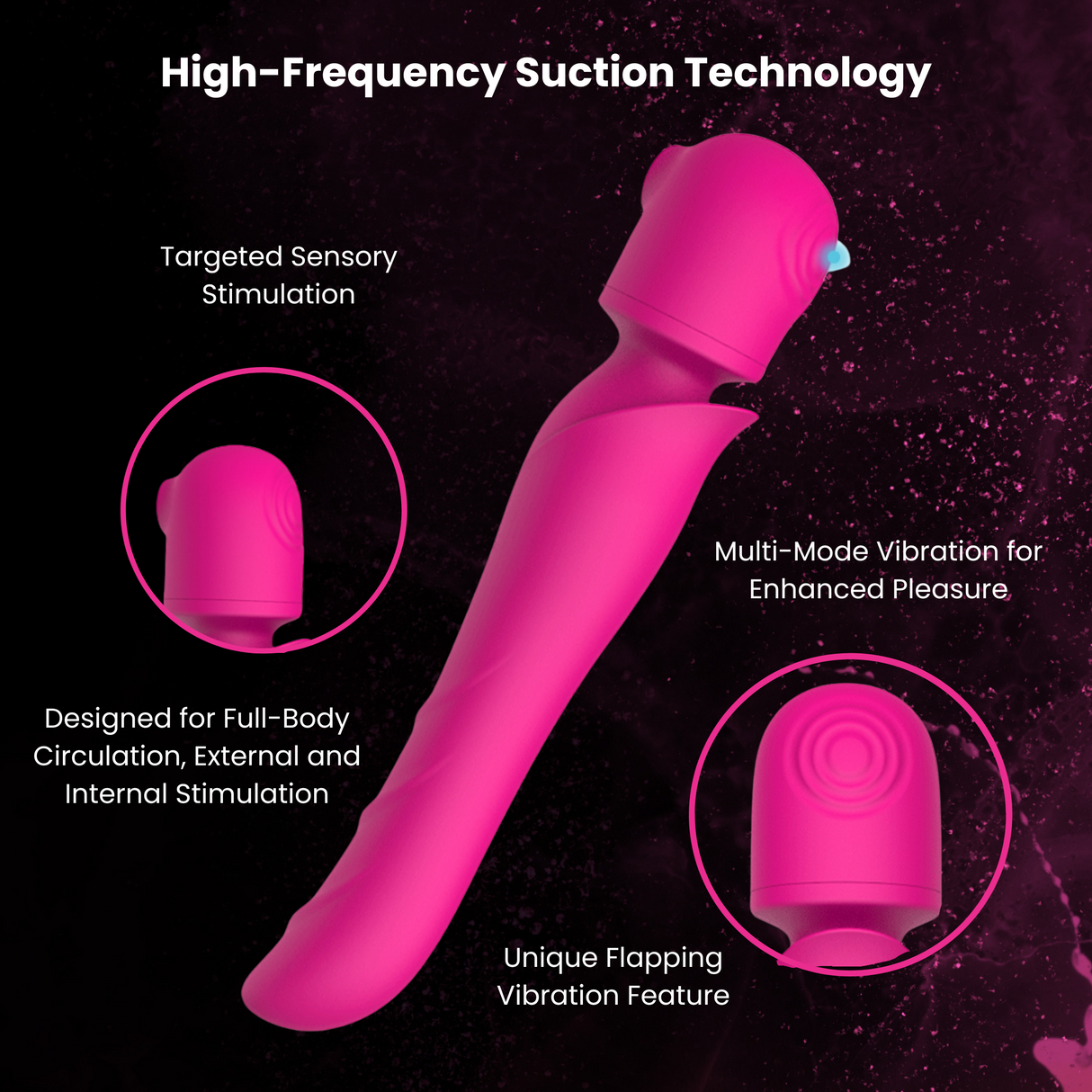 AdultLuxe Serenity Pulse  4 in 1 Wand with Clitoral Pulse, Air Suction & GSpot Stimulation Vibrator