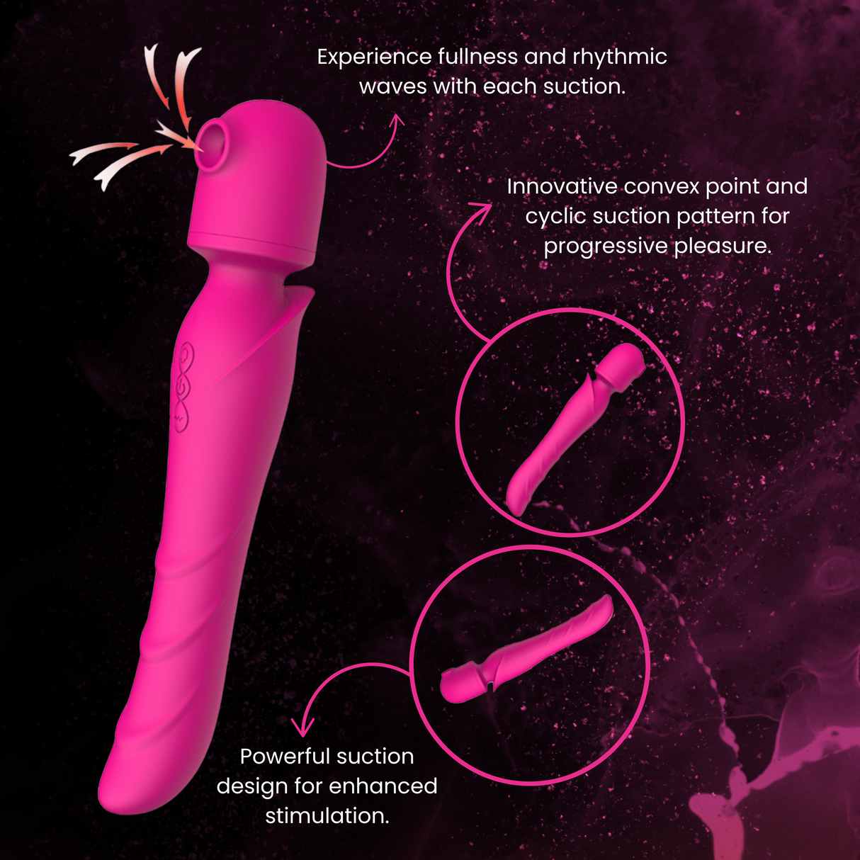 AdultLuxe Serenity Pulse  4 in 1 Wand with Clitoral Pulse, Air Suction & GSpot Stimulation Vibrator