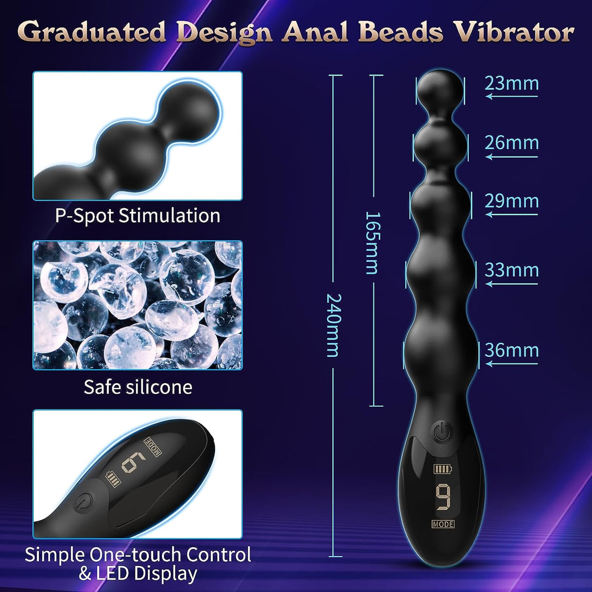 AdultLuxe LuxeFlex Vibrating Anal Beads with Digital Display