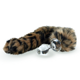 Crystal Delights Minx Tail Plug — Leopard faux fur tail with clear glass plug