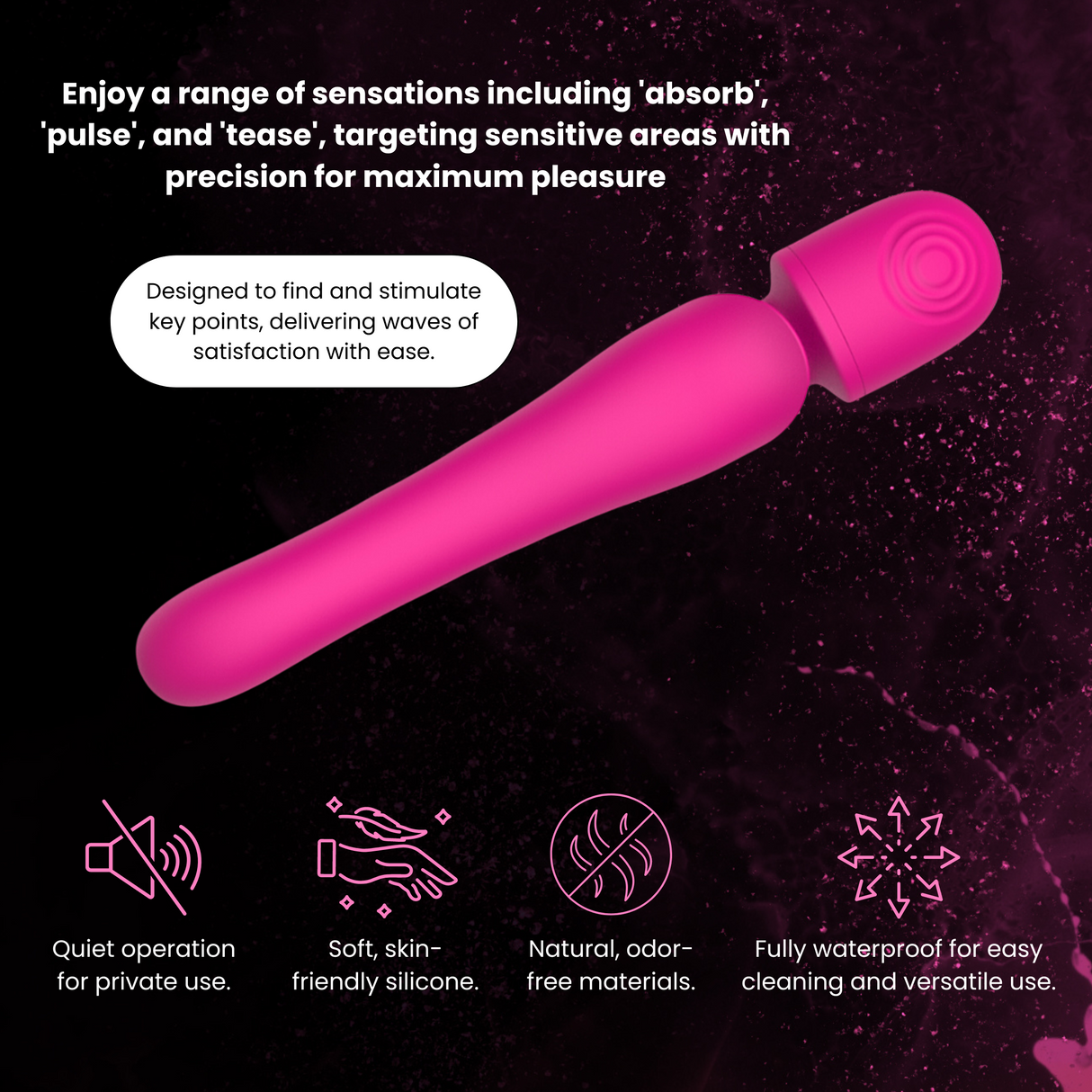 AdultLuxe Serenity Pulse  4 in 1 Wand with Clitoral Pulse, Air Suction & GSpot Stimulation Vibrator