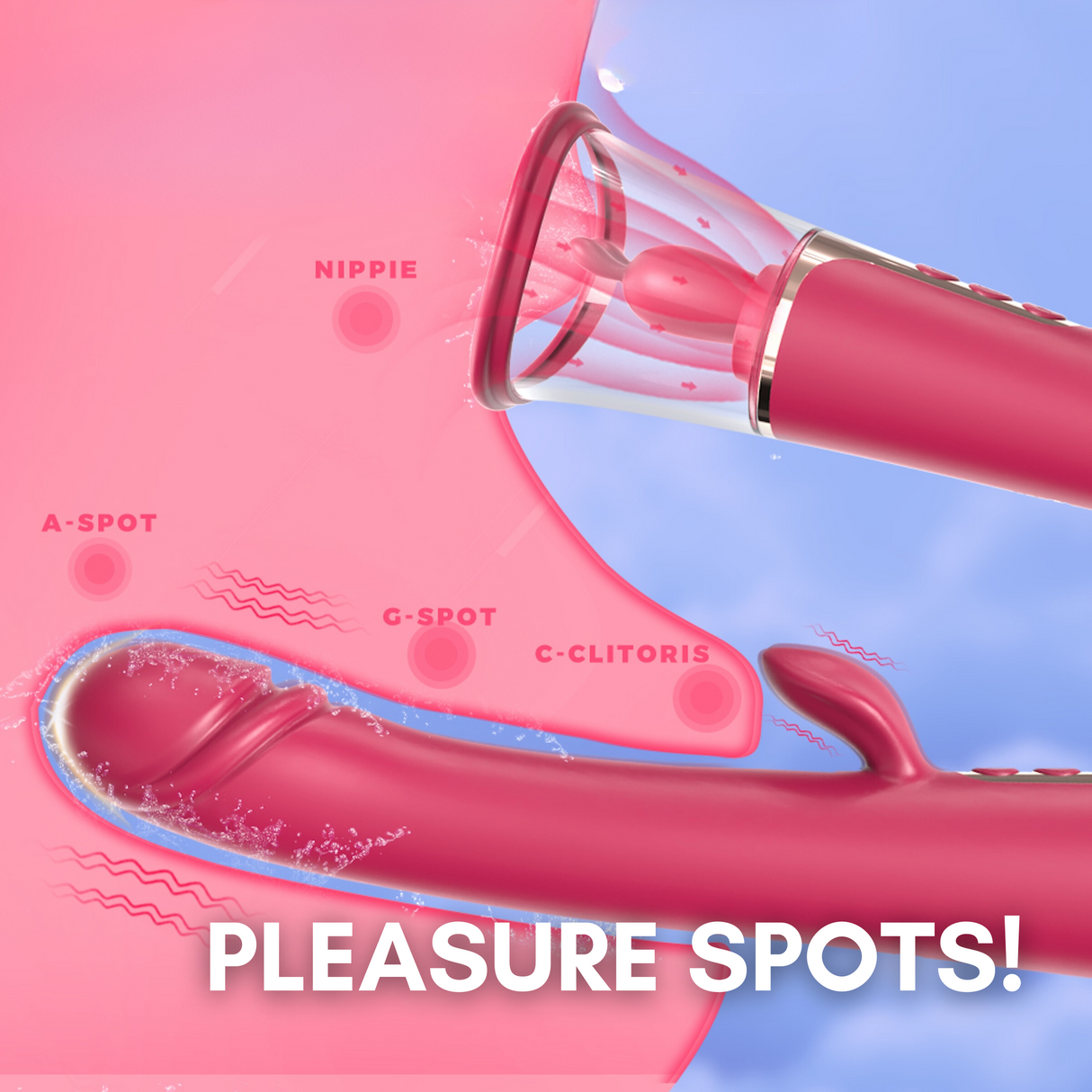 AdultLuxe Zenora 3 in 1 Suction + Vibrating + G-Spot Vibrator-Red