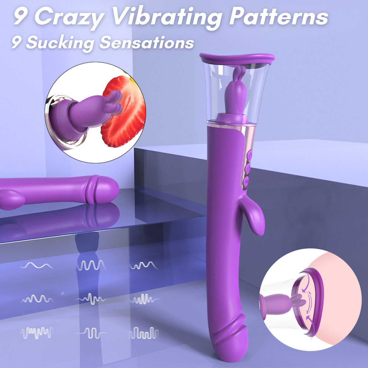 AdultLuxe Zenora 3 in 1 Suction + Vibrating + G-Spot Vibrator-Purple