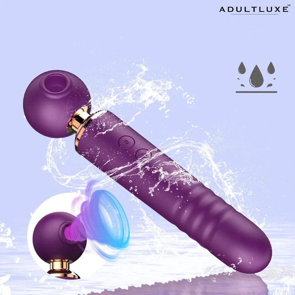 AdultLuxe 3 in 1 Air Suction Thumping & Thrusting Luxury Wand - AdultLuxe