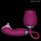 AdultLuxe Godsend Rose Sucker with Flapping Dildo - AdultLuxe