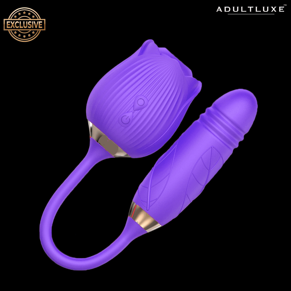 AdultLuxe Godsend Rose Sucker with Thrusting Dildo - AdultLuxe