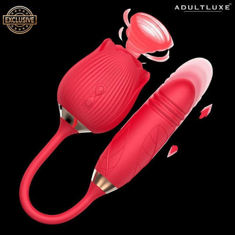 AdultLuxe Godsend Rose Sucker with Thrusting Dildo - AdultLuxe