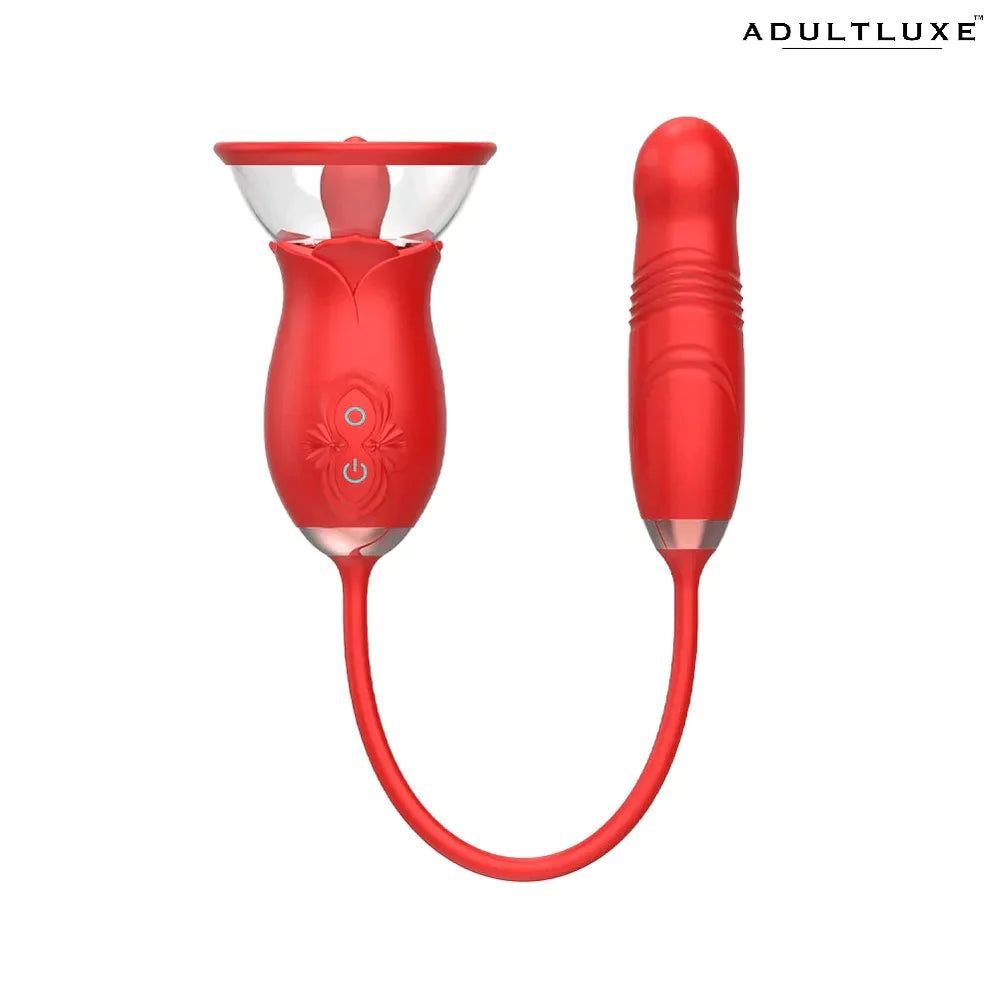 AdultLuxe Rose 3 in 1 Toy with Suction Vibrating & Thrusting Dildo - AdultLuxe