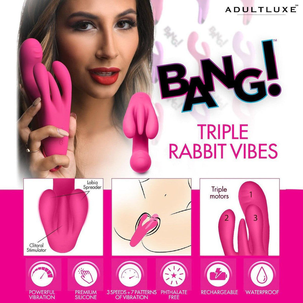 Bang! 10x Triple Rabbit Silicone Vibrator - AdultLuxe
