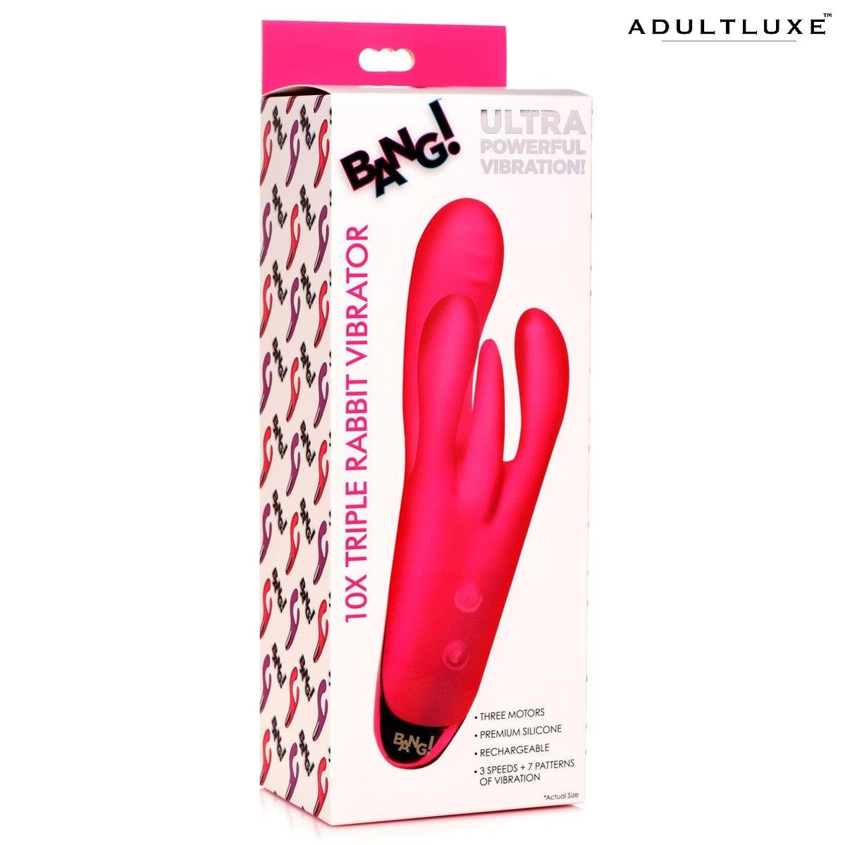 Bang! 10x Triple Rabbit Silicone Vibrator - AdultLuxe