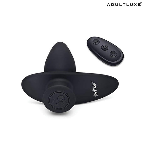 Blue Line Vibrating Black Anal Plug Pointer with Remote - AdultLuxe