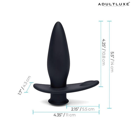 Blue Line Vibrating Black Anal Plug Pointer with Remote - AdultLuxe