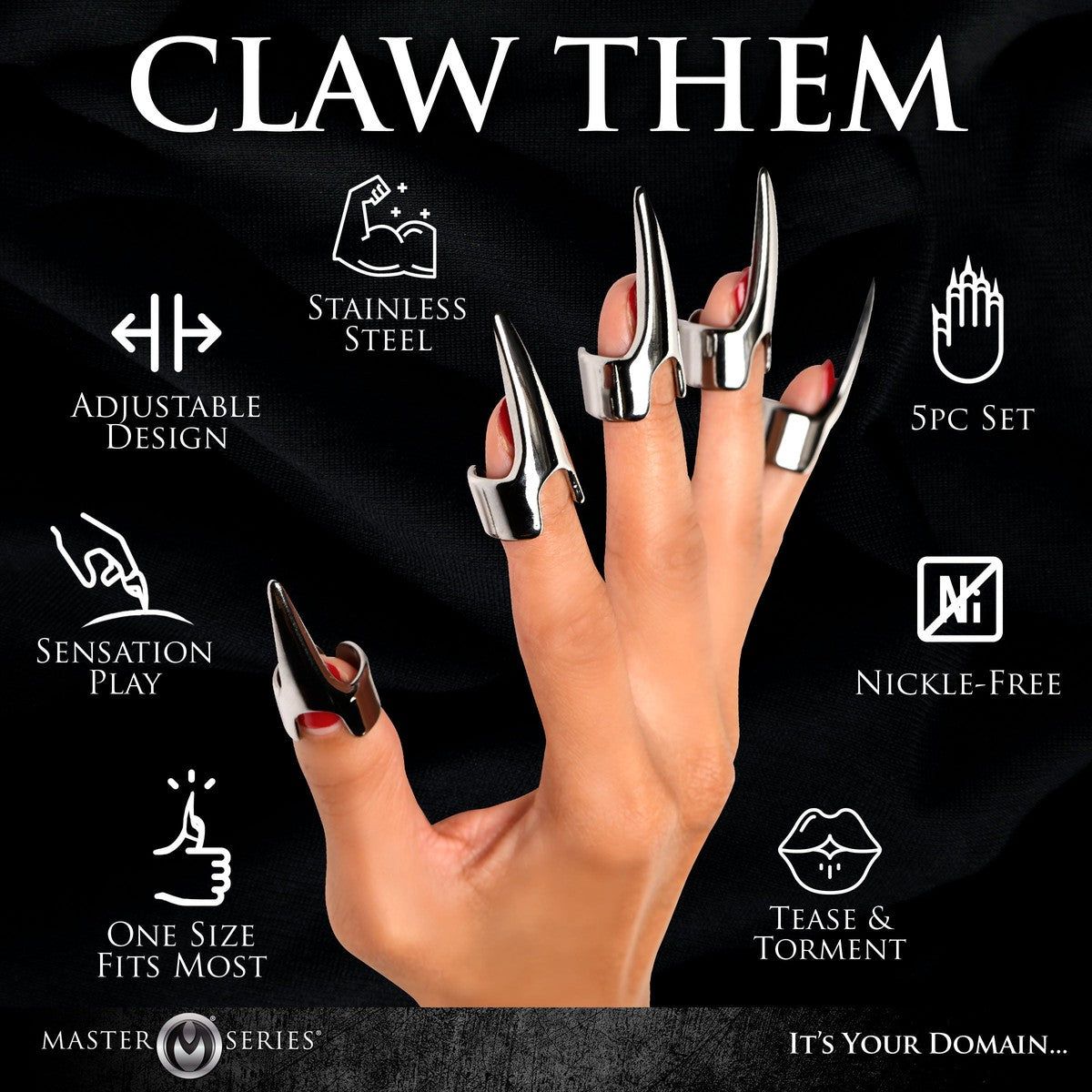 Clawed 5pc Sensation Play Rings Talons - AdultLuxe