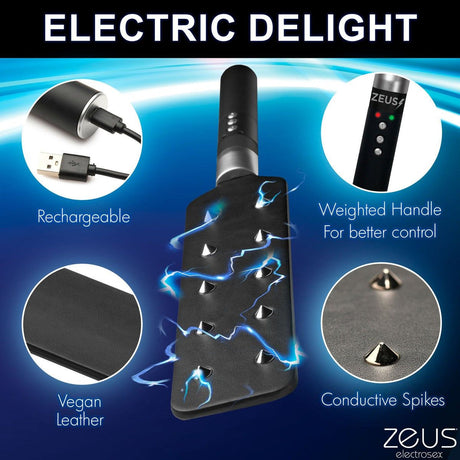 E-stim Spiked Paddle by Zeus Electrosex - AdultLuxe