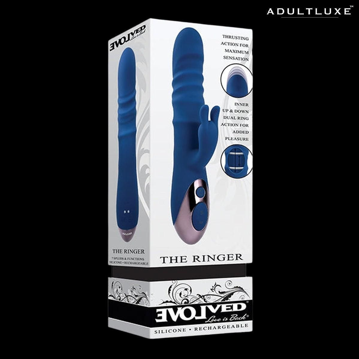 Evolved The Ringer Rechargeable Thrusting Rabbit Vibrator - AdultLuxe