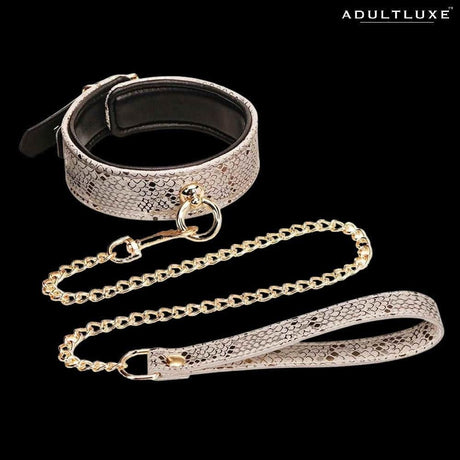 Luxurious Snake Print Collar & Leash - AdultLuxe