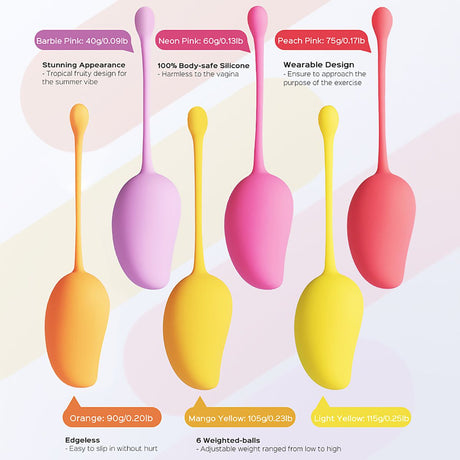 Mango Tropical 6pc Weighted Kegels by Honey Playbox - AdultLuxe