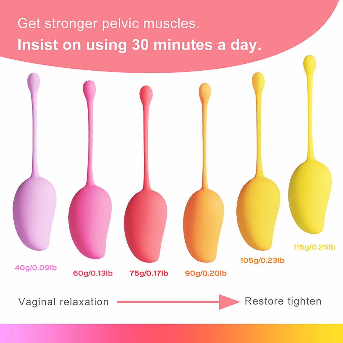 Mango Tropical 6pc Weighted Kegels by Honey Playbox - AdultLuxe
