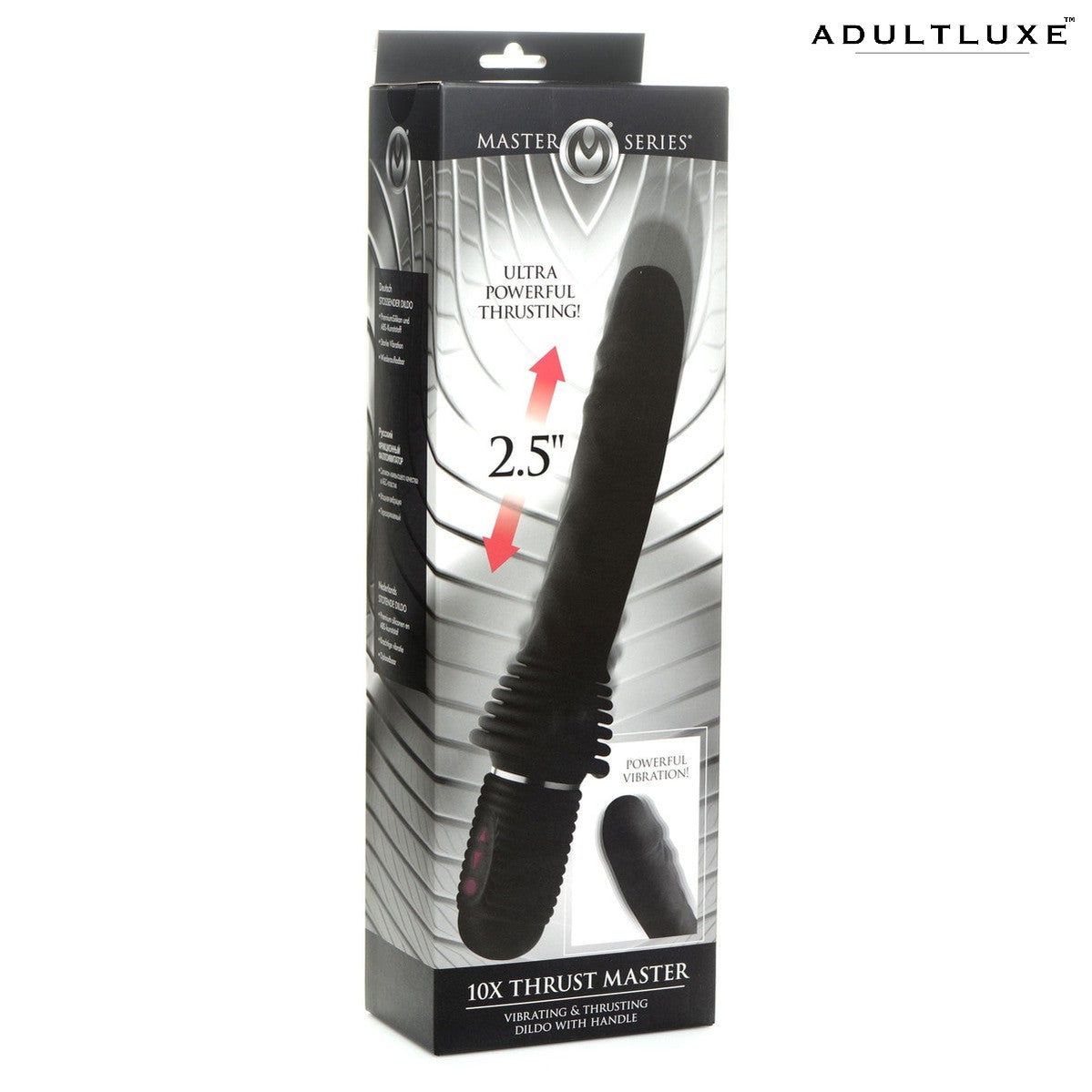 Master Series 10x Silicone Vibrating Thrusting Dildo - AdultLuxe