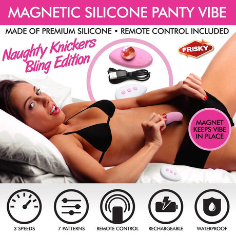 Naughty Knickers Bling Edition Silicone Remote Panty Vibe - AdultLuxe