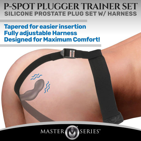 P-Spot Plugger 28x Silicone Plug with Harness & Remote Control - AdultLuxe