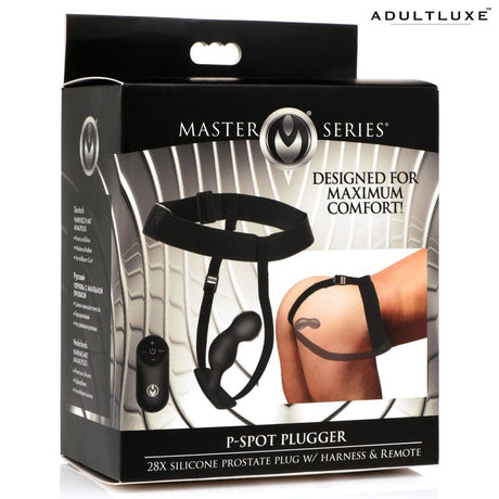 P-Spot Plugger 28x Silicone Plug with Harness & Remote Control - AdultLuxe