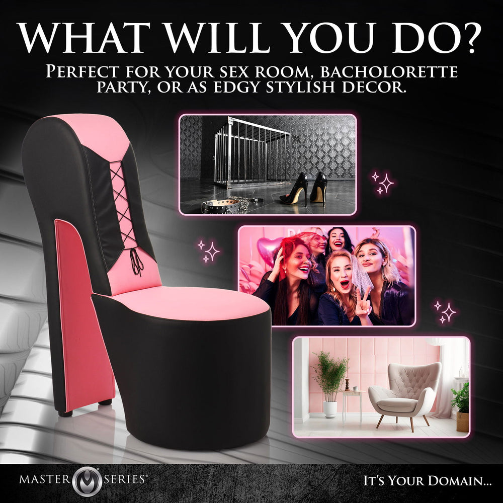 Pink Stiletto Corset Throne Chair - AdultLuxe