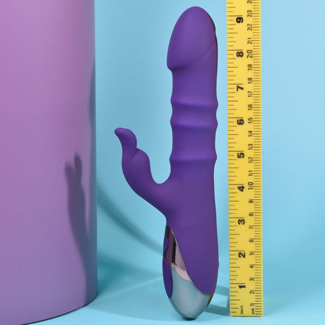 Playboy Hop To It Thrusting Rabbit Vibrator with Moving Rings - AdultLuxe