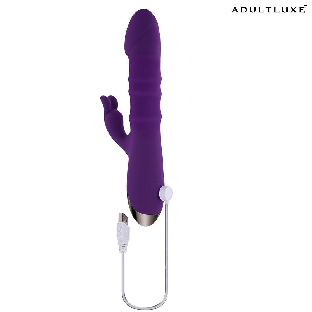 Playboy Hop To It Thrusting Rabbit Vibrator with Moving Rings - AdultLuxe