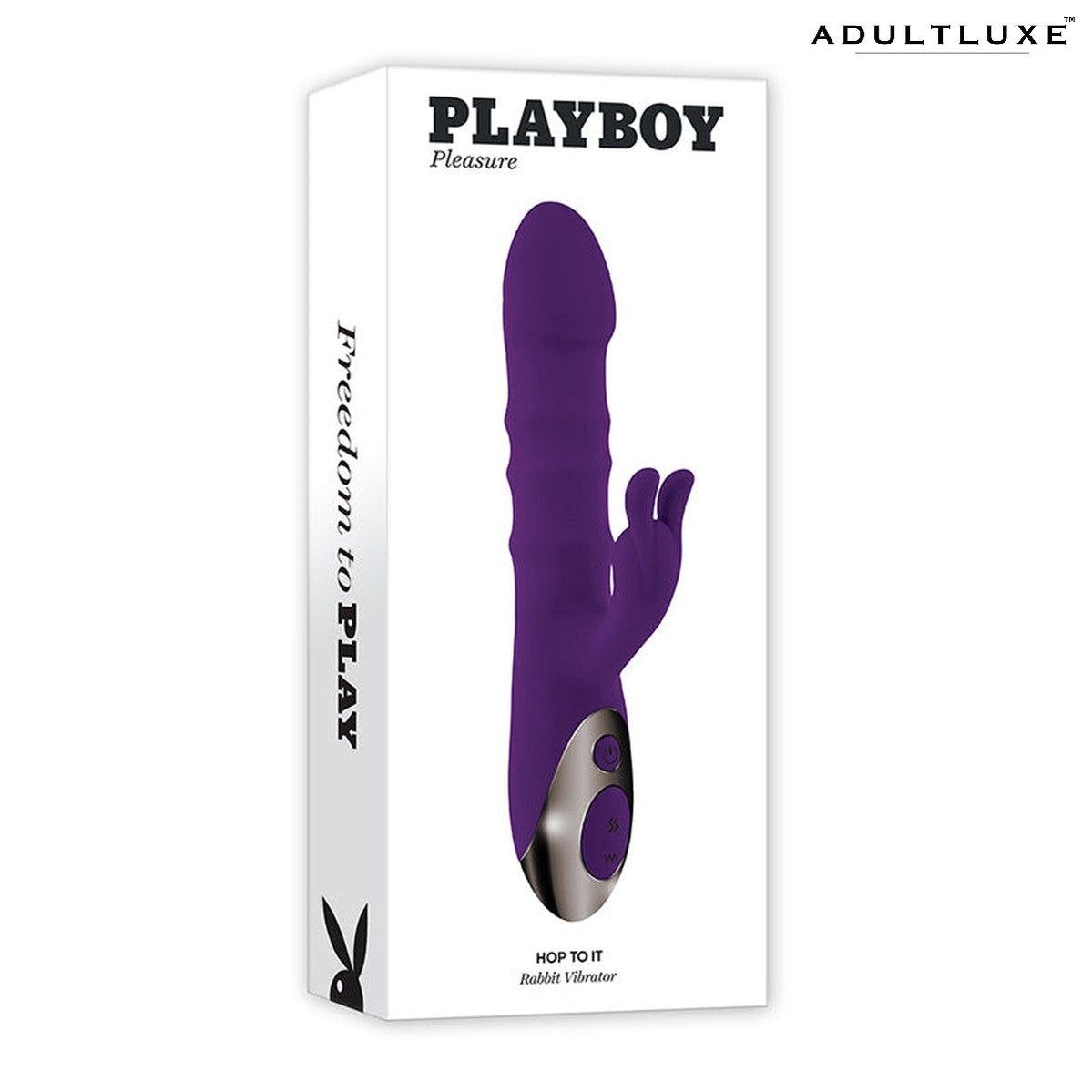 Playboy Hop To It Thrusting Rabbit Vibrator with Moving Rings - AdultLuxe