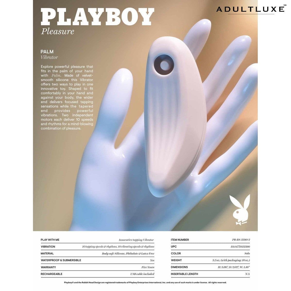 Playboy Palm Tapping Vibrator - AdultLuxe