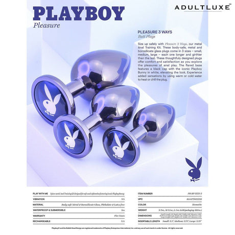 Playboy Pleasure 3 Ways Anal Butt Plugs - AdultLuxe