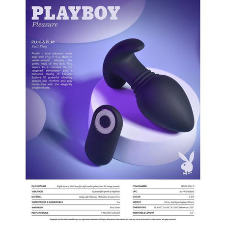 Playboy Plug & Play Vibrating Butt Plug with Remote - AdultLuxe