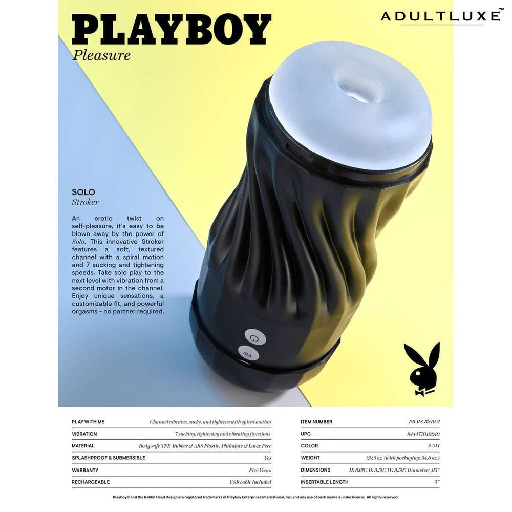 Playboy Solo 3 in 1 Sucking Rotating Tightening Stoker - AdultLuxe