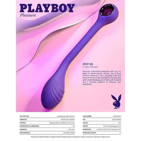 Playboy Spot On G-Spot Ultra Slim Posable Vibrator - AdultLuxe