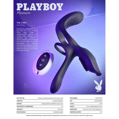 Playboy The 3 Way Cock Ring with Remote Control - AdultLuxe