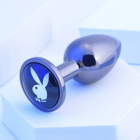 Playboy Tux Small Metallic Glass Butt Plug - AdultLuxe