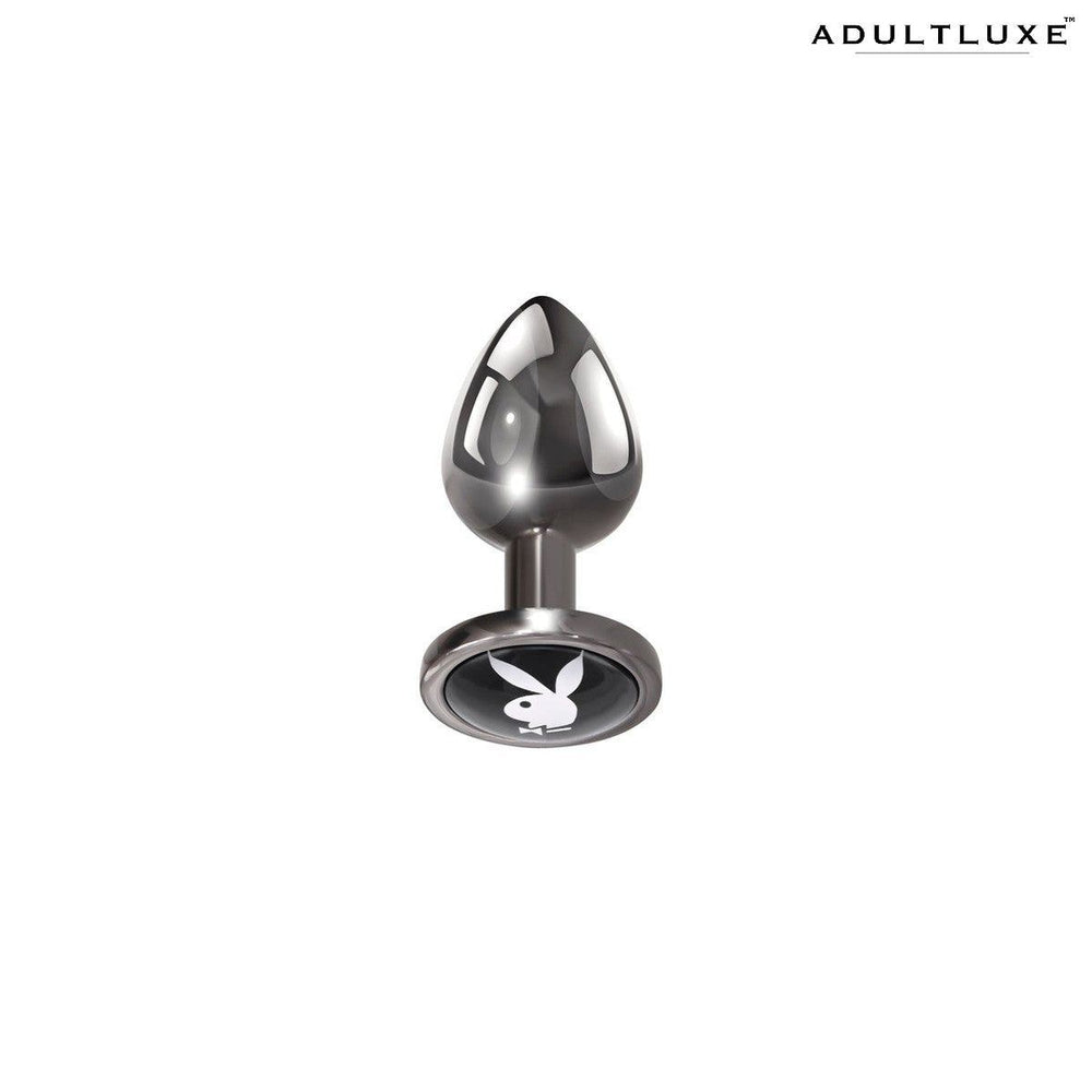 Playboy Tux Small Metallic Glass Butt Plug - AdultLuxe