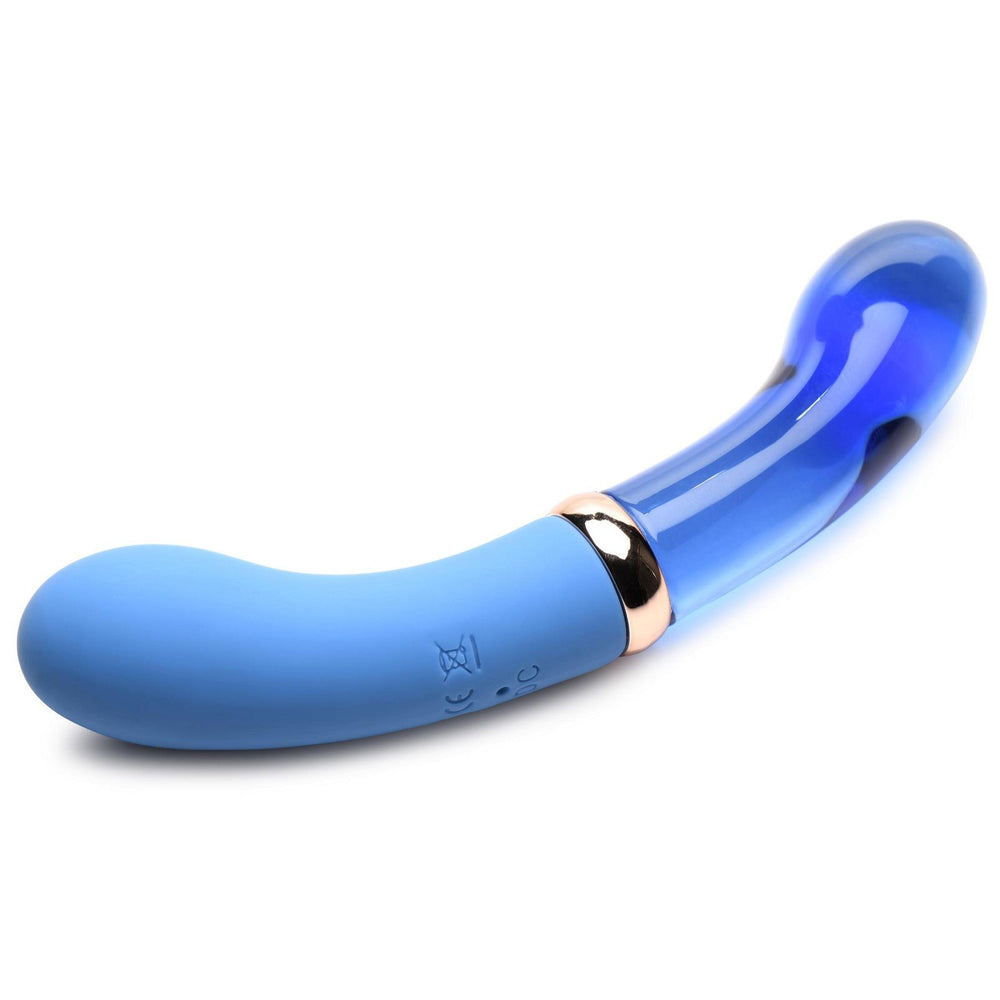 Prisms VibraGlass 10x Bleu Dual Ended G-spot Silicone & Glass Vibrator - AdultLuxe